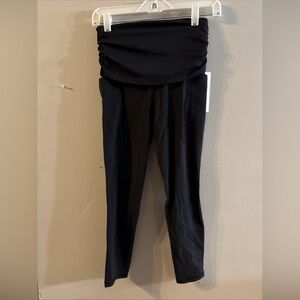 Athleta Fold Over Things  Leggings Black Sz S Women’s Athletic M26